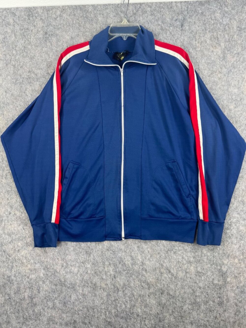 VTG 70s 80s Kmart Track Jacket Blue Red White Stripe XL? See Measurements